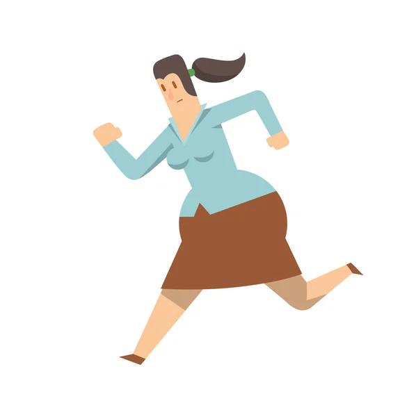 Wanita bisnis yang sedang berlari di suatu tempat - Stok Vektor