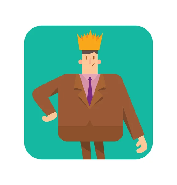 Frame, square businessman with a golden crown — Stock Vector
