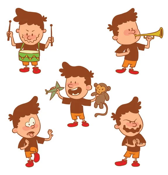 Conjunto de niños pequeños lindos, imagen en color — Vector de stock