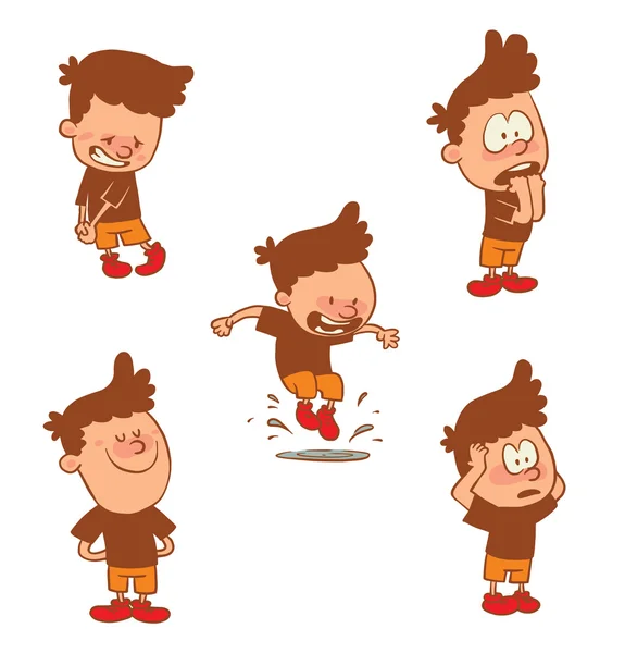 Set of cute little boys, color image — Stock Vector