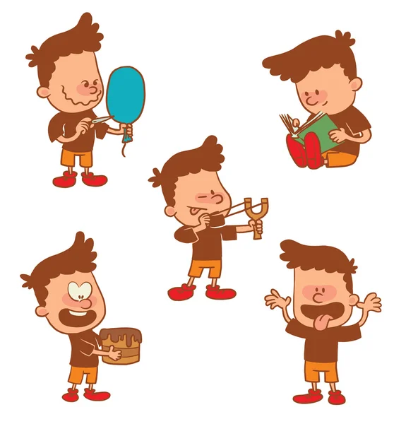 Set of cute little boys, color image — Stock Vector