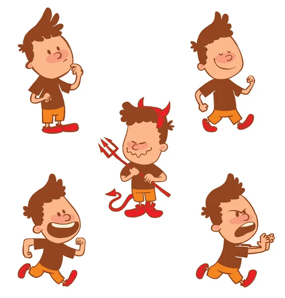 Set of cute little boys, color image — Stock Vector