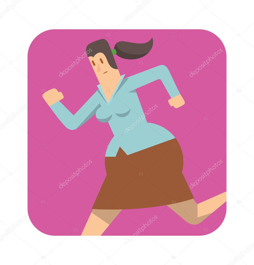 Square frame, rounded business woman running somewhere