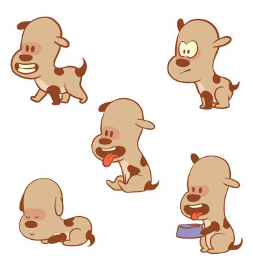 Komik küçük köpekler, renk görüntü seti