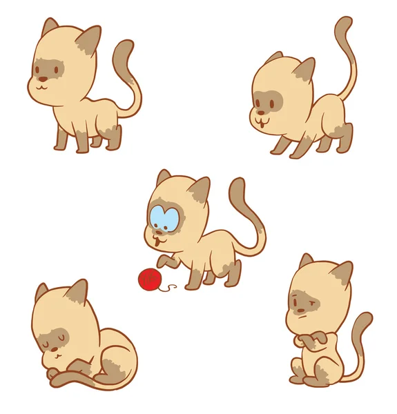 Conjunto de lindos gatitos, imagen en color — Archivo Imágenes Vectoriales