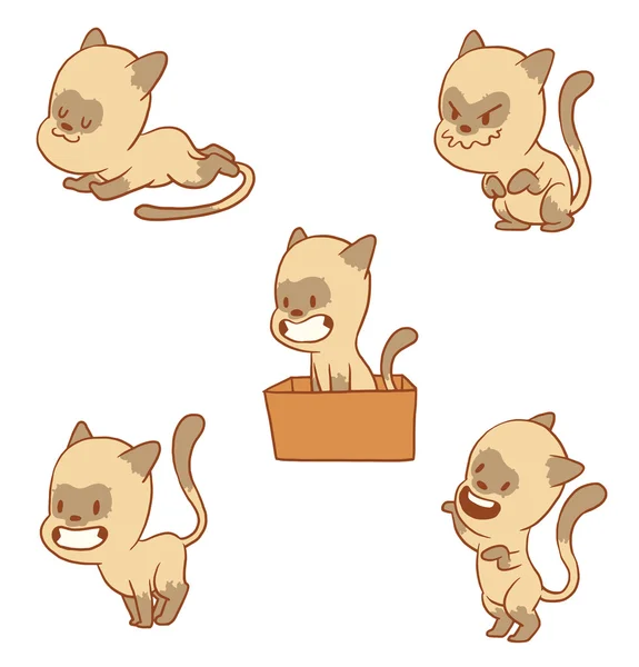 Σετ από χαριτωμένα μικρά γατάκια, έγχρωμη εικόνα — Διανυσματικό Αρχείο