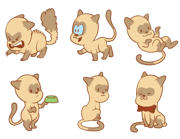 Uppsättning av söta små katter, färgbild — Stock vektor