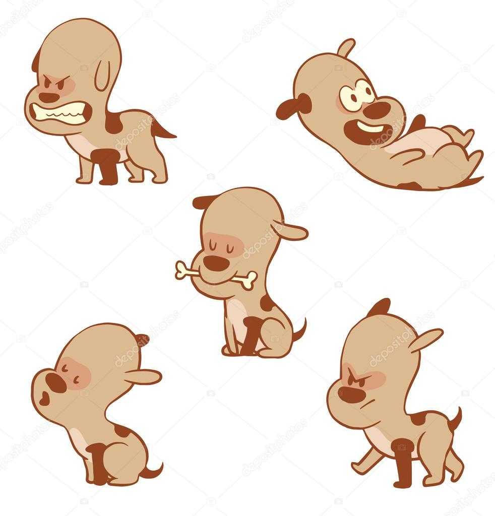 Set of funny little dogs, color image