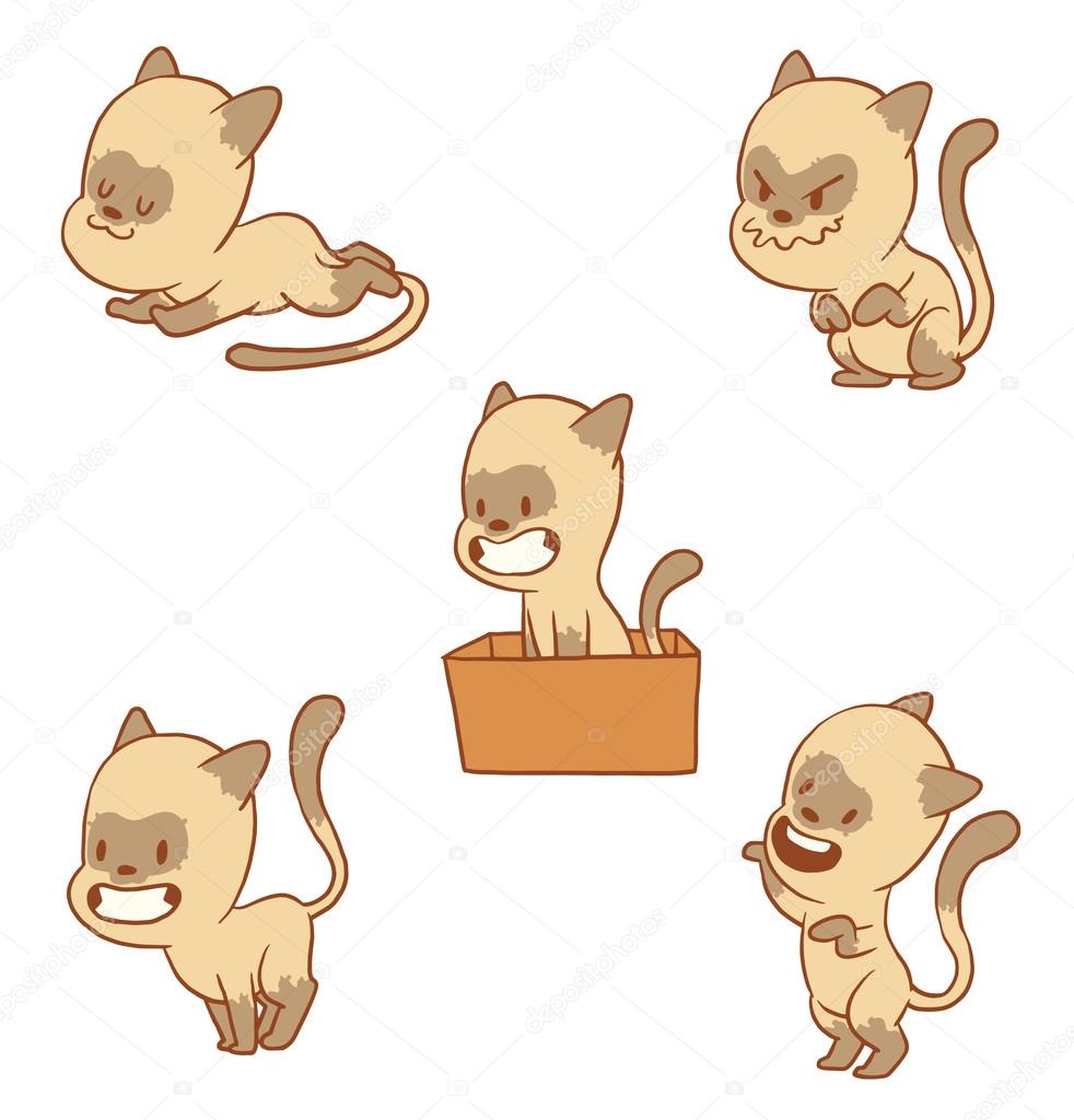 Set of cute little cats, color image