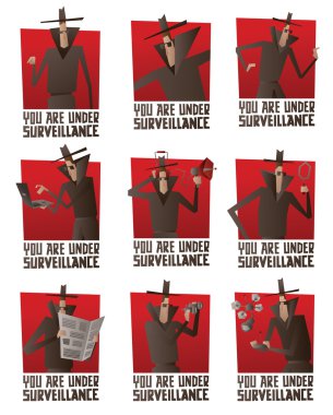 Casuslar ile kırmızı afiş seti