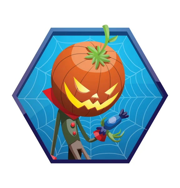 Marco azul, Jack O 'Lantern con un caramelo azul — Archivo Imágenes Vectoriales