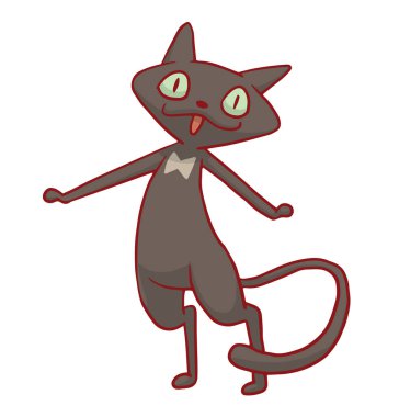 Onun arka ayakları üzerinde duran sevimli siyah kedi