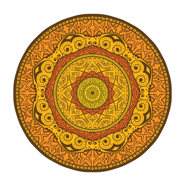 Ronda naranja étnico patrón oriental retro — Archivo Imágenes Vectoriales