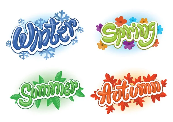 Set of inscriptions seasons — Stock Vector