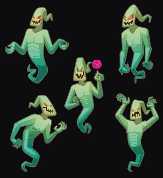 Set of funny light green ghosts Royalty Free Stock Vectors