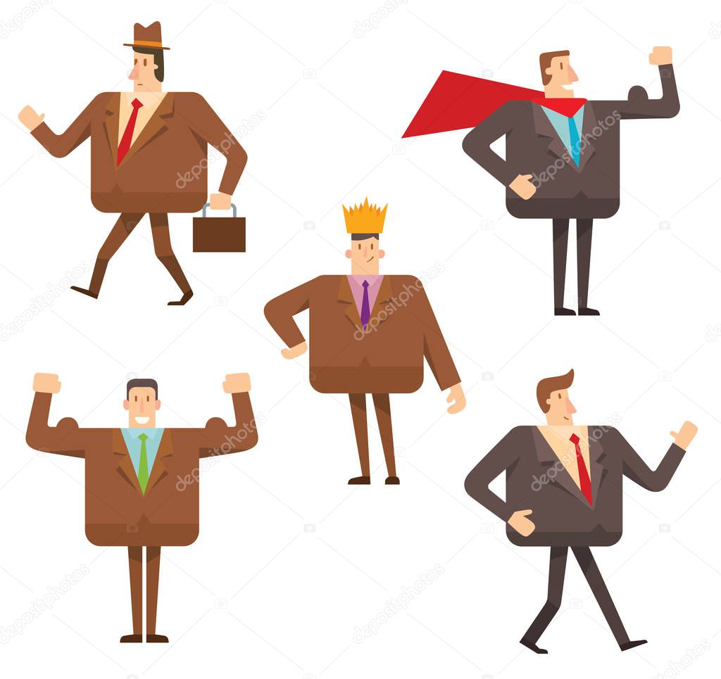 Set of square businessmen