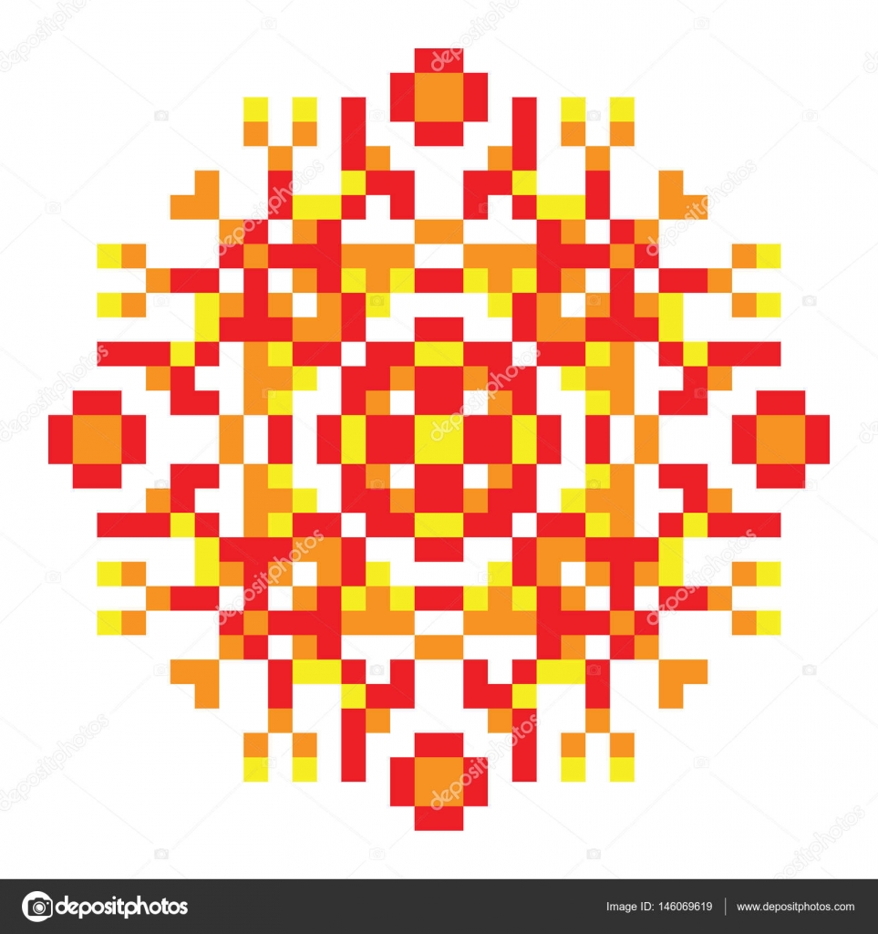 Pixel oriental red-orange-yellow pattern Stock Vector by ©IvanNikulin ...