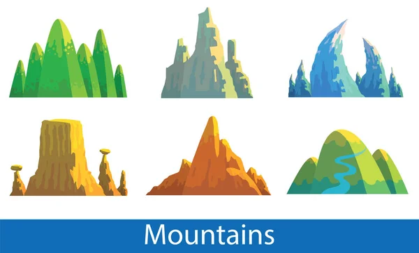 Set van verschillende bergen — Stockvector