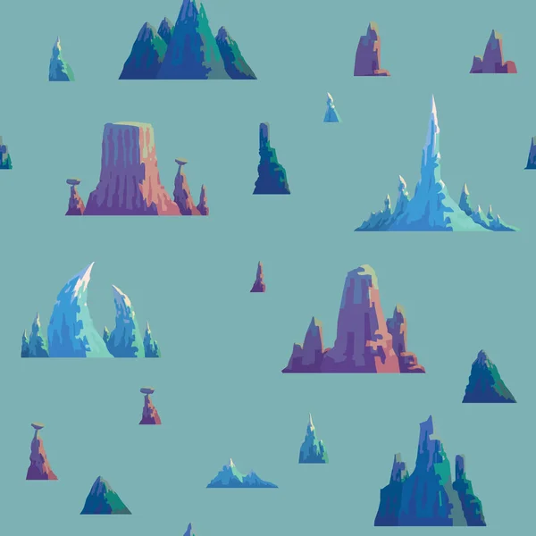 Φως μπλε χωρίς ραφή πρότυπο με διάφορα βουνά — Διανυσματικό Αρχείο