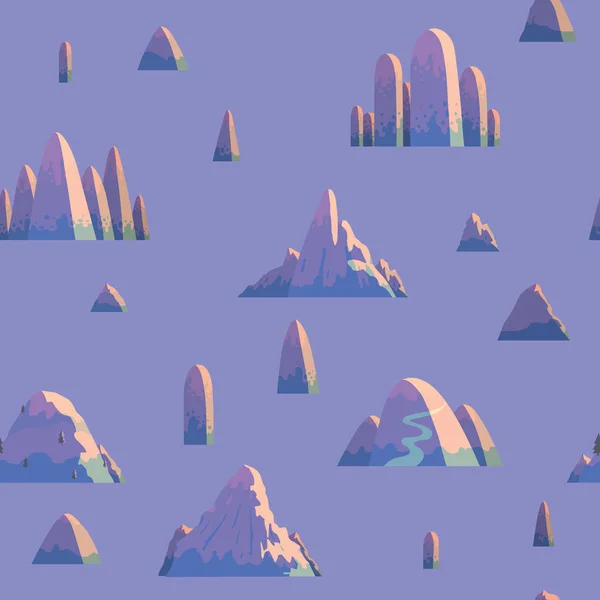 Lila Dikişsiz desen çeşitli Dağları ile — Stok Vektör