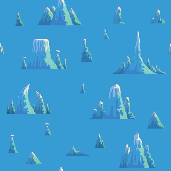 Світло-блакитний безшовний візерунок з різними крижаними горами — стоковий вектор