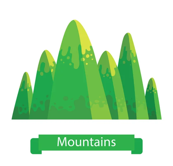 Green mountain with six rounded peaks — Stock Vector