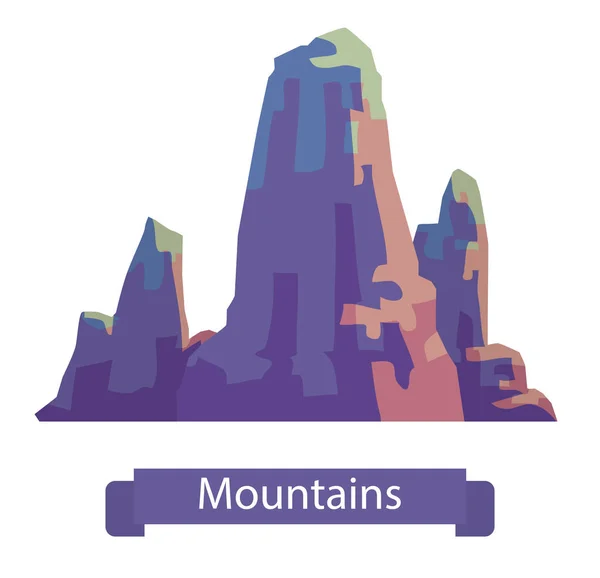 Grote paarse berg met drie pieken — Stockvector