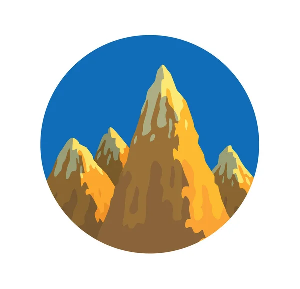 Dört keskin zirveleri ile turuncu dağ — Stok Vektör