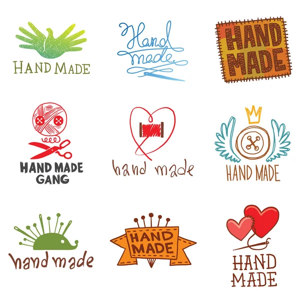 Set handgemaakte emblemen — Stockvector