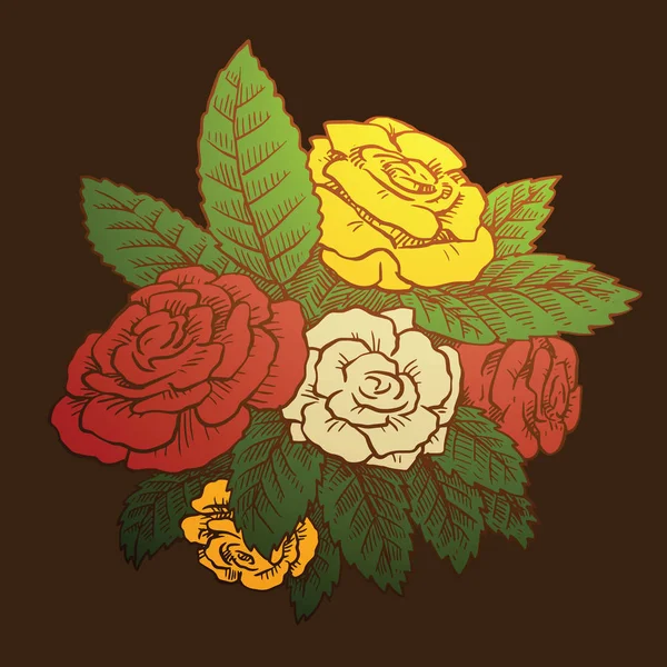Kytice: růže, barevný obraz — Stockový vektor