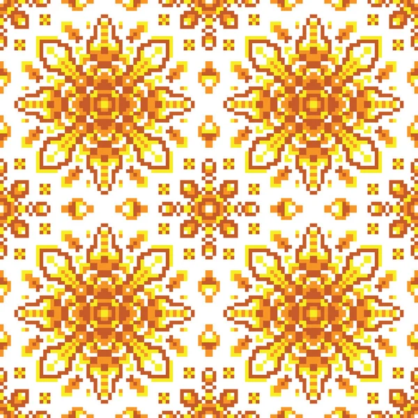 Seamless pixel brown-yellow-orange pattern — Stock Vector