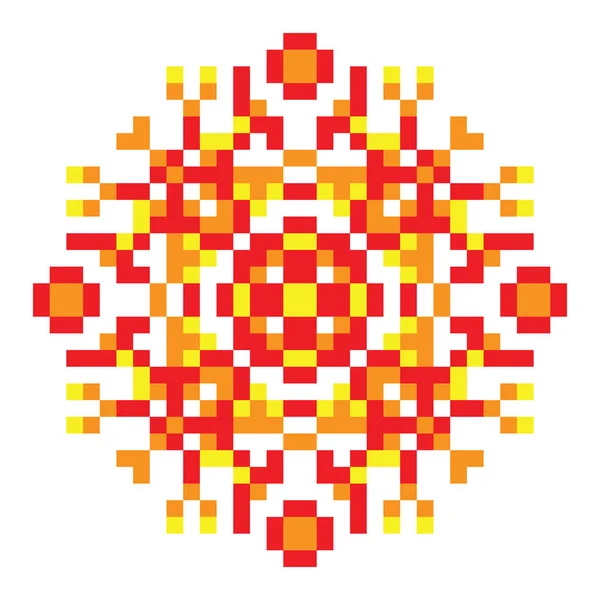 Pixel Oosterse rood-oranje-gele patroon — Stockvector