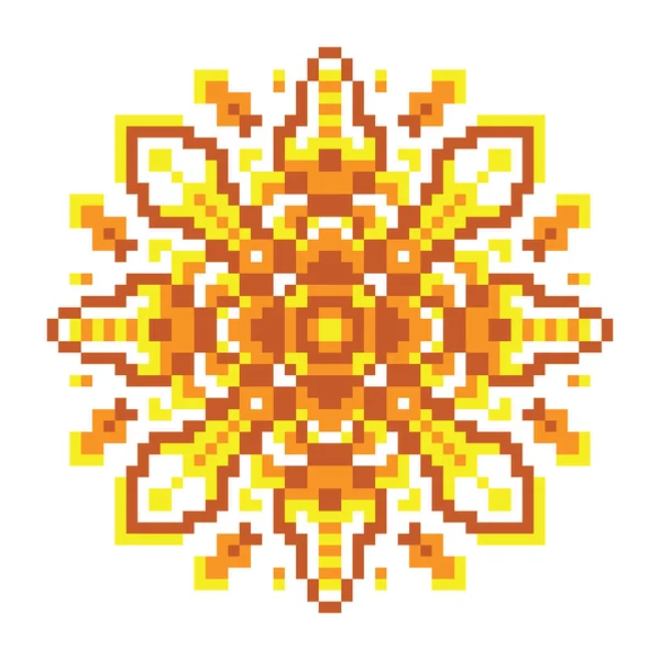 Pixel oriental marrom-amarelo-laranja padrão —  Vetores de Stock