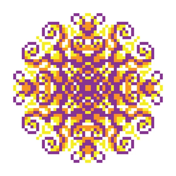 Pixel oriental púrpura-naranja-amarillo patrón — Vector de stock