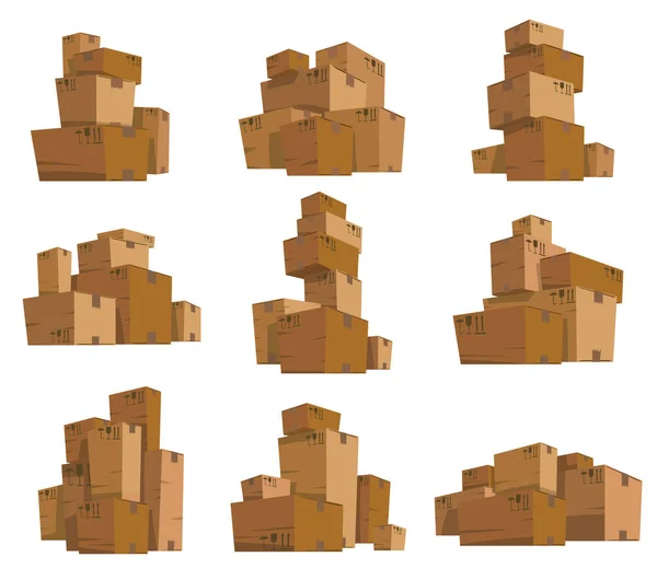 Набір картонних коробок різних форм і розмірів Ліцензійні Стокові Вектори