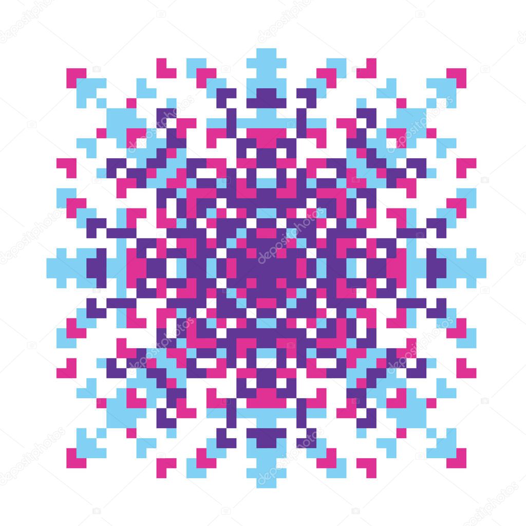Pixel oriental purple-pink-blue pattern