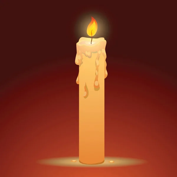 Довга жовта горіння свічка — стоковий вектор