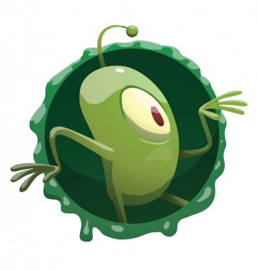 Kare komik yeşil mikrop dans gibi bir Mısır