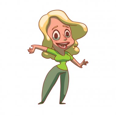 Komik bir şey sunmak dalgalı sarışın kadınla