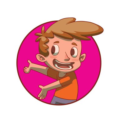 Yuvarlak kare, somethin sunulması kıvırcık kumral komik adam