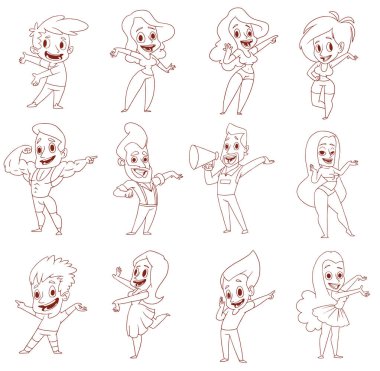 On iki komik erkekler, kadınlar bir şey, Hat sanatı sunulması kümesi