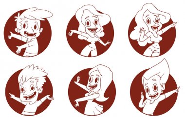 İnsanlar bir şey, tek renkli görüntü sunan çerçevelerle kümesi