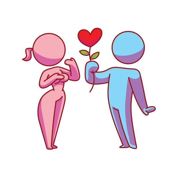 Icône, couple aimant avec une fleur — Image vectorielle