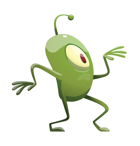 Bir Mısır gibi dans komik yeşil mikrop — Stok Vektör