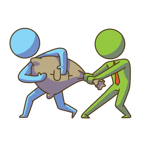 Icône d'affaires, hommes d'affaires avec un sac d'argent, image couleur — Image vectorielle