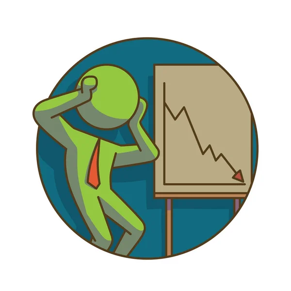 Икона бизнеса, круглая рамка: расстроенный бизнесмен, цветное изображение — стоковый вектор