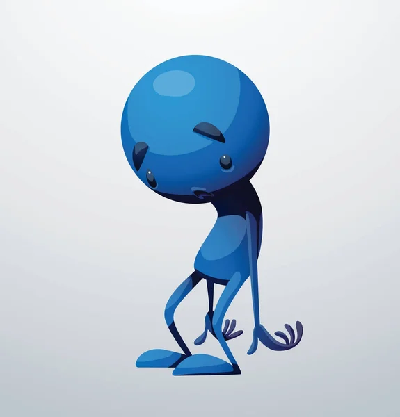 Vicces kis kék ember nagyon szomorú — Stock Vector