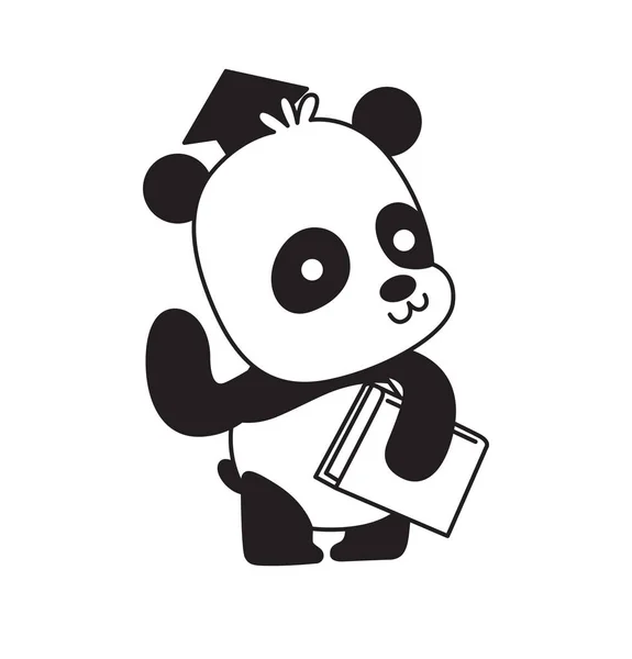 可爱的小熊猫与书 — 图库矢量图片