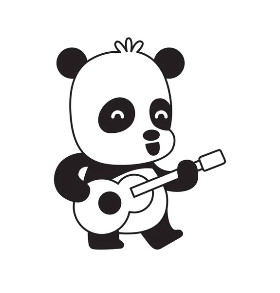 可爱的小熊猫用吉他 — 图库矢量图片