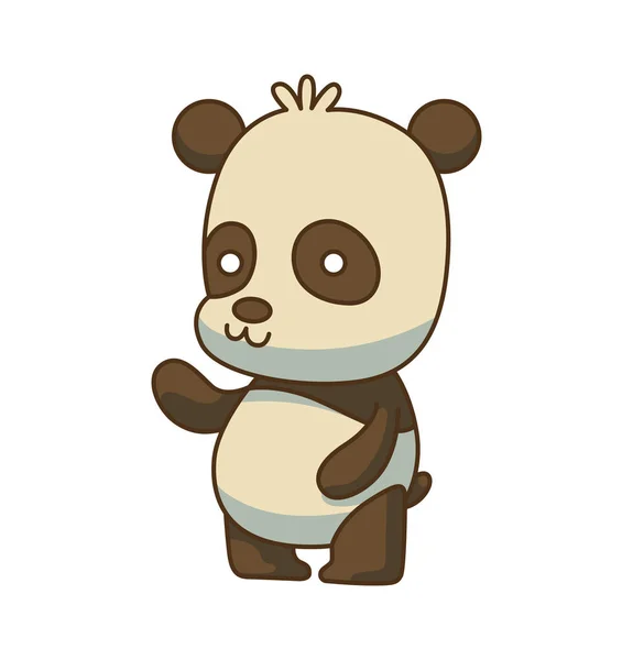 Carino piccolo panda agitando la zampa, immagine a colori — Vettoriale Stock